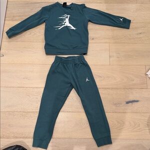 Jordan Kids Teal Green Sweatshirt & Joggers Set with White Jumpman